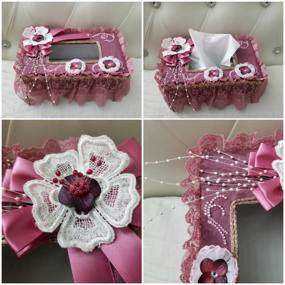 Shabby Chic Style tissue cover box.Pink - Picture 4 of 8